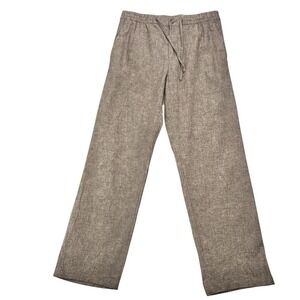 H&M Men's Linen & Cotton Brown Drawstring Elastic Waist Pants Pockets Sz Small